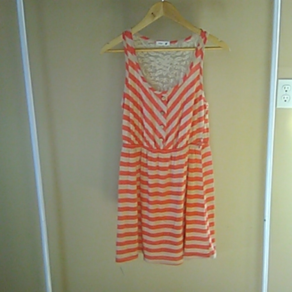 Beige and orange stripes dress women large